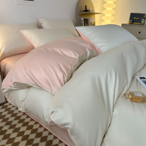 Ice Silk Bed Four-Piece Set Summer Nordic Entry Lux Style Sleep Naked Bedding Dormitory Bed Sheet Duvet Cover Three-Piece Set Bed Sheet 4