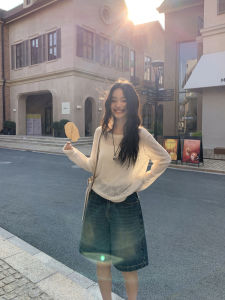 Low Waist Retro Denim Jeans Women Loose Wide Leg Shorts Casual Versatile Five-Point Pants Pusumede Spring Season Loose Fit