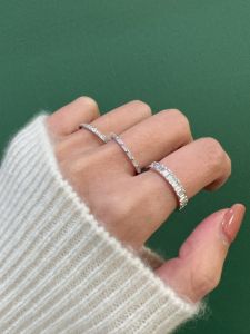 JollyMolly Designer 925 Silver Ring Set Sweet Gift Versatile Diamond Combination Ring for Women Geometric Pattern Fashion Jewelry