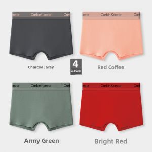 CarbinKoneer | CarbinKoneer Ladies Sporty Pure Cotton Underwear Seamless Boxer Shorts Antibacterial Mid-Waist Youth-Friendly Pack Of 4