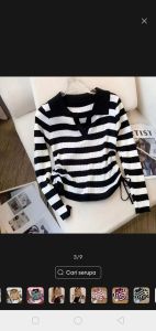 Telly ATasan Kerah Rajut Wanita Kaos Vneck Tali Serut style Korea