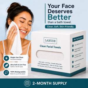 LANUDE Clean Facial Towel (Unscented Non-Tear Even When Wet Makeup Remover Gym Towel)