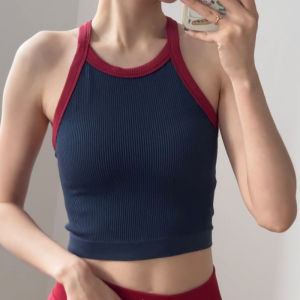 sui xin yu qie | Stable Support Yoga Sports Bra Fixed and Gathered with Color Blocking