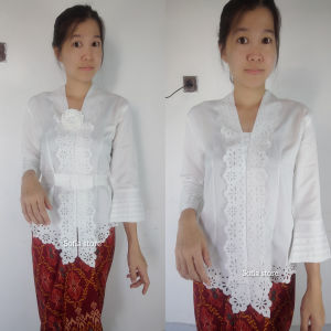 Atasan Kebaya Encim Kartini Laser Cut Remaja Dewasa Viani Warna Putih