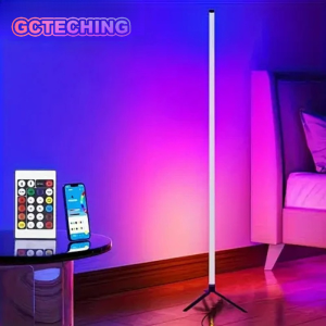120CM LED RGB Corner Floor Lamp Bar Sound Pickup Ambient Light Atmosphere Lamp for Bedroom E-Sports Room Live Streaming