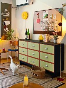 Dopamine Colorful Solid Wood Storage Cabinet
