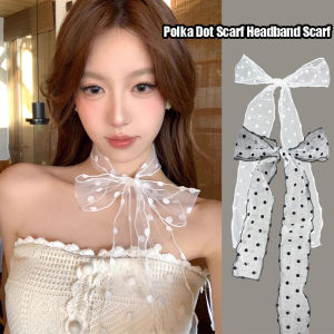 ผ้าพันคอผมยาวแบบแฟชั่นสำหรับผู้หญิงผ้าพันคอลายจุดที่รัดผมลูกไม้ตาข่ายผ้าพันคอแคบอเนกประสงค์เครื่องประดับแฟชั่น