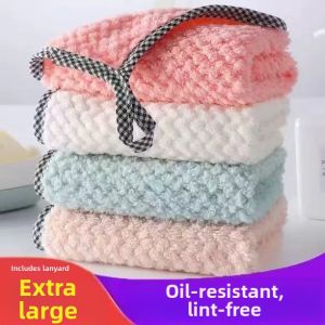 No-lint Strong Water Absorbent Kitchen Cloth Coral Fleece Edge Lock