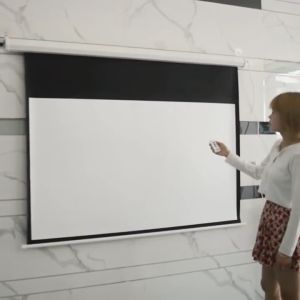 16:9 HD Electric 100 Inch Projection Screen Remote Control Automatic Lifting Home Theater Outdoor
