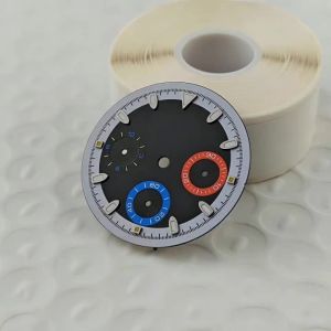 29.5mm VK63 Panda Dial Gem-Set Watch Face No Logo Green Lume Suitable For Seiko Quartz Movement Case Modify Parts Accessories