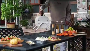 CHUANGCHAO Portable Charcoal Grill Grill Outdoor Grill Cooking Grill Grill with Chimney Smoker Grillr Double sided barbecue grill