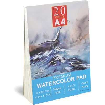 กระดาษสีน้ํา A3/A4/A5 300gsm - ศิลปินมืออาชีพแผ่นสีน้ํา 20 แผ่น - กระดาษอาร์ตสําหรับการวาดภาพสื่อแบบผสม