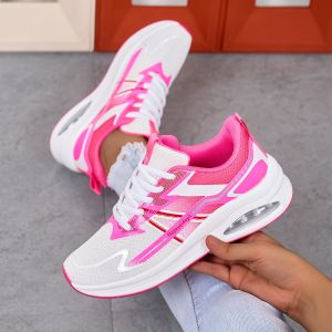 Women Sneakers Breathable Flyknit Korean Style Ultralight Big Size 36-42 Air Cushion Casual Sports Running Shoes Black Pink Beige