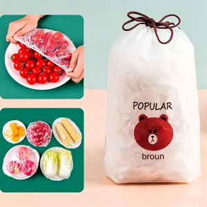 100PCS Plastic Elastic Food Covers Kitchen Transparent Cling Film Cover Disposable Bowl Lids Fruit Storage Freshness Seal Wraps
