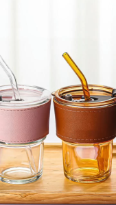 Gratis Semua - Botol Tumbler Vintage / Gelas Kaca Anti Tumpah / 350 mL Aesthetic Style
