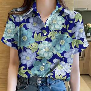 ทรงเกาหลี เสื้อลายดอก ลายดอกไม้ขนาดเล็ก นางสาว เสื้อสงกราน เบาสบายสไตล์ลำลอง เสื้อแฟชั่น