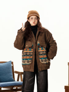 เสื้อแจ็คเก็ตคอร์ดูรอยหนาแบบย้อนยุคสำหรับฤดูหนาว สำหรับผู้ชายและผู้หญิง ทรงหลวม ผ้าฝ้ายแบบอเนกประสงค์ ทรงหลวม แขนยาว ปกติ