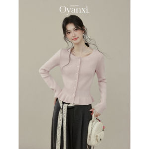 OUYANGXI | Áo Blouse Len Màu Hồng cho Mùa Thu Đông