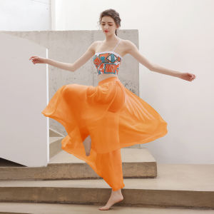 ชุดโยคะผ้าชีฟอง by Yang Dunhuang Flying Sky Dance ชุดออกกำลังกายสำหรับผู้หญิง ชุดออกกำลังกายสปอร์ตแบบสองชิ้น ชุดโยคะสไตล์ยูนิเซ็กซ์