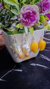 Miniature earrings with hooks featuring drink and fruit designs. Fashion Accessories > Jewellery > Earrings. Cute and unique.