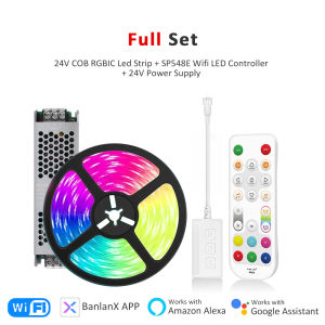 MJJC | 5M 10M 15M 20M Wifi RGBIC LED Strip Light 24V COB WS2811 Pixel Flexible Ribbon FairyNest APP IR Remote Alexa Voice Control Lamp