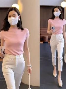 HUOLISI | Pink Ice Silk Knit Tshirt Thin Fit