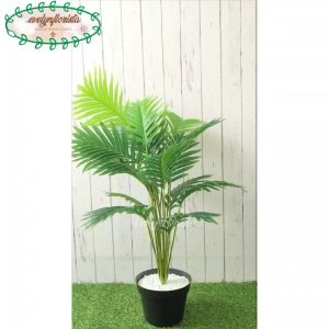 Pohon Hias Daun Palem Kelapa Hijau X18 Semilatex Artificial Pot Dasar Hitam Plastik Hiasan Balkon Aesthetic