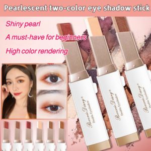 ⭐Velvet Gradient Dual-Color Eyeshadow Stick/One-Swipe Application/Waterproof Sweatproof Two Tone Eyeshadow Pencil/Velvet Gradient Two-Color Eye Shadow Stick Eye Retouching 2 In 1 Lazy Makeup Waterproof Lasting Shimmer Metallic Eyeshadow