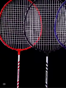 Badminton Racket Iron Alloy Frame Large Hitting Area High Elasticity Cable Anti Slip Handle