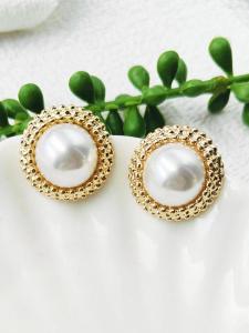 Daily Commute Style Pearl Earrings Silver Needle No Piercing Half Circle Fashionable Vintage Clip-On Womens Jewelry Accessories
