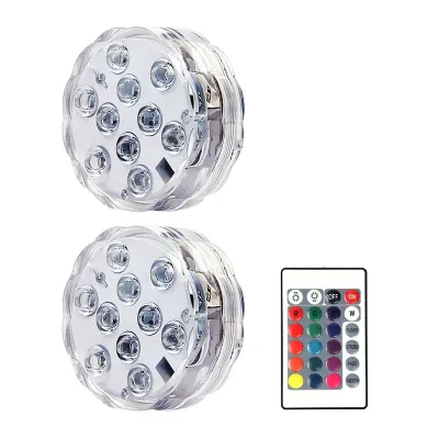Đèn LED RGB 10 Bóng Có Thể Ngâm Nước Điều Khiển Từ Xa Chống Thấm Nước Đèn Ngủ Dưới Nước Dùng Cho Bể Bơi Bình Hoa Trang Trí Ao Hồ - Đèn Lồng Tiệc Cưới