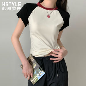 HSTYLE | Color Block Short Sleeve T-Shirt Summer Basic Match Round Neck