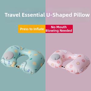 Inflatable U-Shaped Pillow for Air Travel Pressure Neck Support Portable Foldable