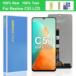 6.74 LCD Display for OPPO Realme C53 with Frame Panel Digitizer Assembly - Touch Screen Repair Replacement Part RMX3760