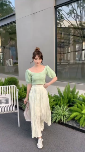 0323 Spring And Autumn WomenS Great Swing SlimMing Pleated A-Line Flowing And Withered Leaf Pleated Half Skirt One Size (45-75kg)