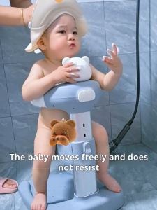 Baby standing bath with Removable chair Installation-free Assistive standing Anti-slip Anti-rollover 6 height adjustments No odor no formaldehyde baby shower stand Foldable baby bath support baby bath seat support baby bath stand support