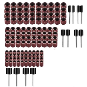 132PCS Vòng giấy nhám băng chà nhám tròn mài móng mài gỗ Vòng nhám tròn gắn đầu cao su để chà nhám