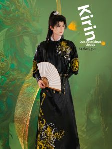 Original Tang Dynasty round Collar Robe Hanfu Heavy Embroidery Restoration Missing Hip Robe Men Women Autumn Winter Spring Handsome