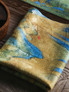 JOJOS L. PD. Purple Spring Gap Cotton Linen Tea Towel Artistic Dry Pounding Tea Towel Traditional Chinese Style Home Use