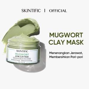 [Tasya Farasya Approved] SKINTIFIC - Mugwort Mask Acne Clay Mask 55g Pore Clarifying Mud Mask Wash Off Pack Masker Wajah Facial Mask