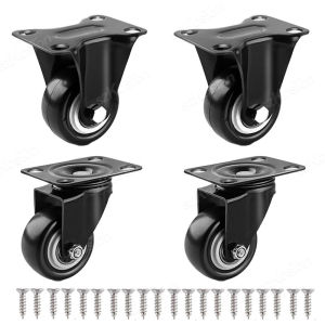 4pcs/lot Furniture Casters Wheels PP Fixed Swivel Caster Roller Wheel For Heavy Duty Platform Trolley Chair Household Accessory