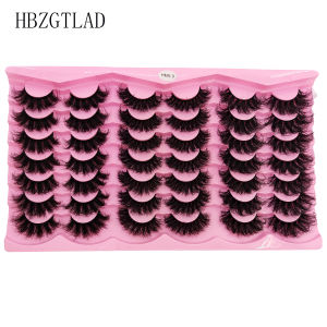HBZGTLAD 21 Double Natural Striped Fluffy Artificial Mink Eyelash 3D False Eyelash Fluffy Curl False Eyelash Extended Makeup
