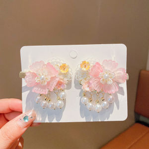 Princess Style Childrens Hair Accessories Tail Feather Hair Clip for Little Girls Traditional Chinese Ancient Costume Hairpins