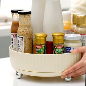 360° Rotating Cosmetics storage box rotating table basket finishing household tray Seasoning Kitchen Spice Rack托盘Turnable Desk Storage转盘/托盘/收纳盘