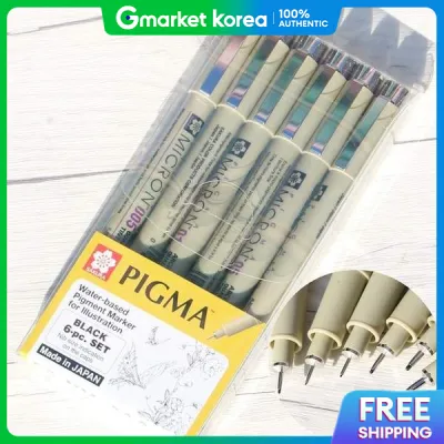 Sakura Pigma Micron 0.15-0.5mm Black 6Pcs Set Pigma Manga