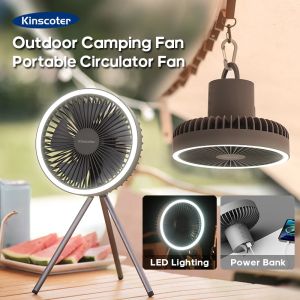 2400Ah Camping Fan Rechargeable Desktop Portable Circulator Wireless Ceiling Electric Fan with Power Bank LED Lighting