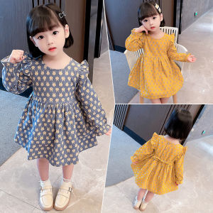 IQANGEL Đầm Bé Gái Đầm Công Chúa Cotton In Hình Em Bé Đầm Dài Tay Mặc Trong Thoải Mái Cho Trẻ Em