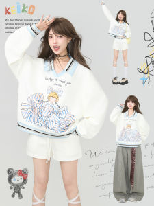 KEIKO | Bộ Áo Hoodie Mỏng Phong Cách Học Đường Màu Khối Cho Mùa Thu