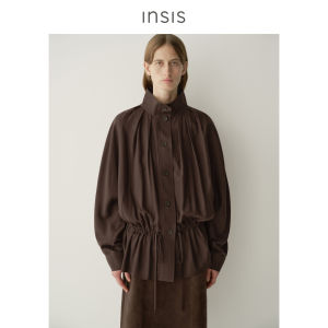 INSIS FEMME | Tencel Wool Simple Vintage Low Waist Drawstring Sleeve Flower Bud Jacket