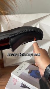 Sepatu Pria Bahan Kulit Slip On Pantofel Semi Formal Out Sole Karet 2411